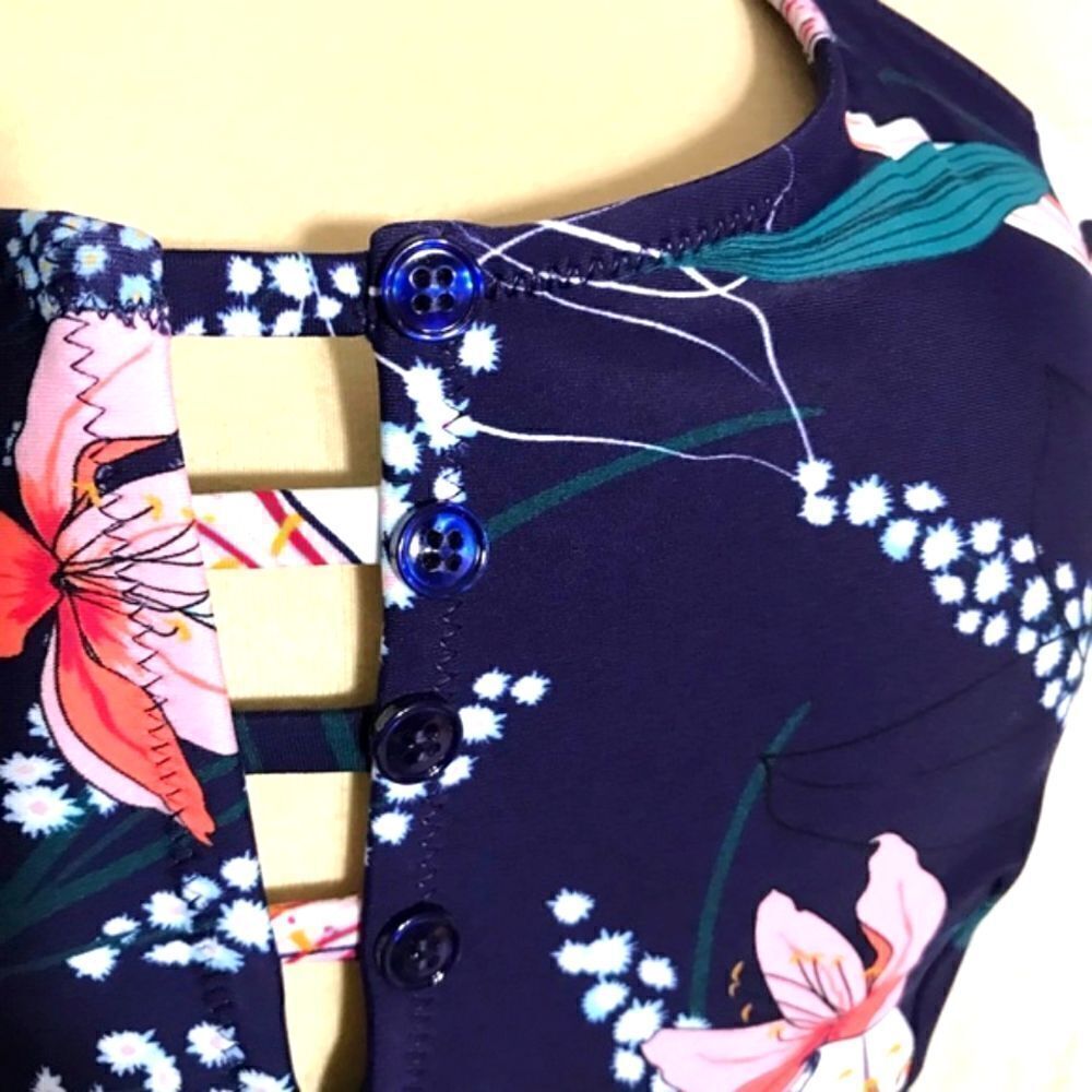 Cupshe NWT Navy Floral Bikini Size XXL - Picture 8 of 12